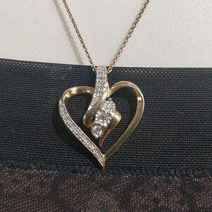 JWBR Renaissance Jewelry Gold Over Sterling .25 Cttw Diamond Paved Heart Pendant